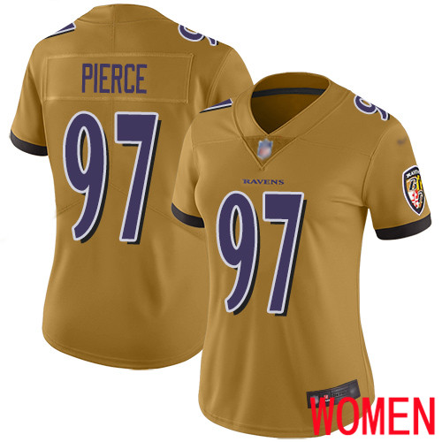 Baltimore Ravens Limited Gold Women Michael Pierce Jersey NFL Football 97 Inverted Legend